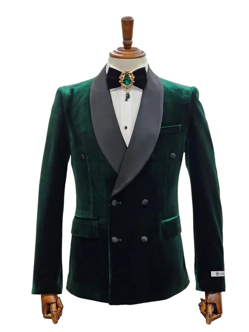 Double Breasted Tuxedo Suit - Slim fitted - Green Suit - Shawl Collar - Men's Tuxedo USA