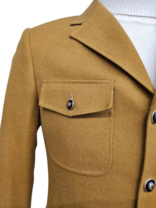 Mens Giovanni Testi Slim Fit 2 Piece Suit Mustard β 4 Button Notch Lapel & Flap Pockets
