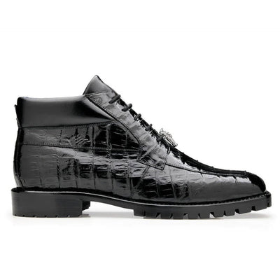 Men's Gallardo Caiman Crocodile Dress Hiker Boot in Black Belvedere Shoes