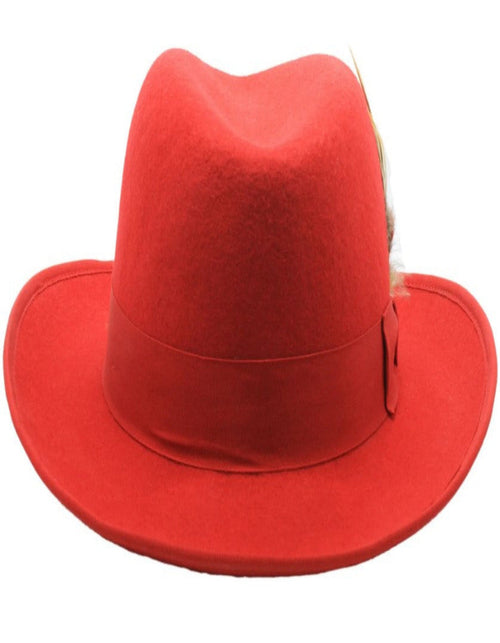 Red Dress Hat 1920s Fedora Style - Mens Classic Gangster Godfather Wool Dress Hat in Red by USA Men's Outlet