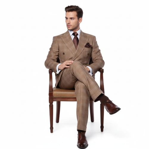 Men’s Brown Tailored Suit – Premium Milano Fit Formal & Casual Wear by Rossi Man RM1797
