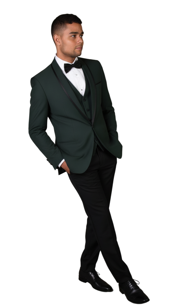 "Genova" Hunter Green 1-Button Shawl Tuxedo (4-Piece Set)