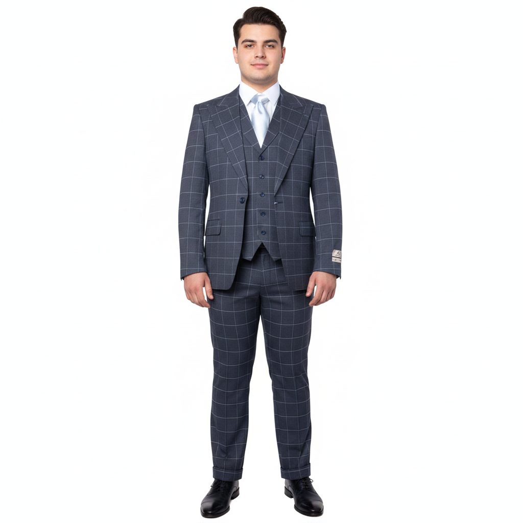 Men’s Blue Tailored Fit Suit – Premium Milano Style Formal & Casual Wear by Rossi Man RM2312