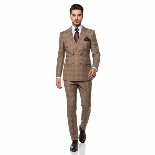 Men’s Brown Tailored Suit – Premium Milano Fit Formal & Casual Wear by Rossi Man RM1797
