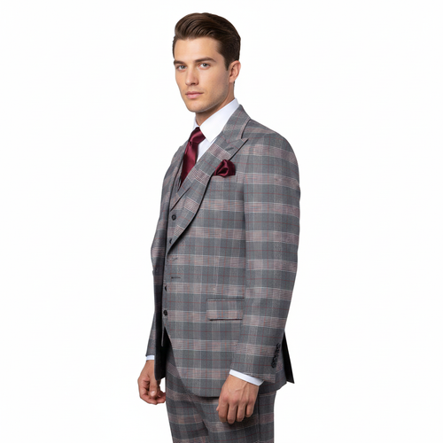 Men’s Grey Tailored Suit – Premium Milano Fit Formal & Casual Elegance by Rossi Man Sam RM2316
