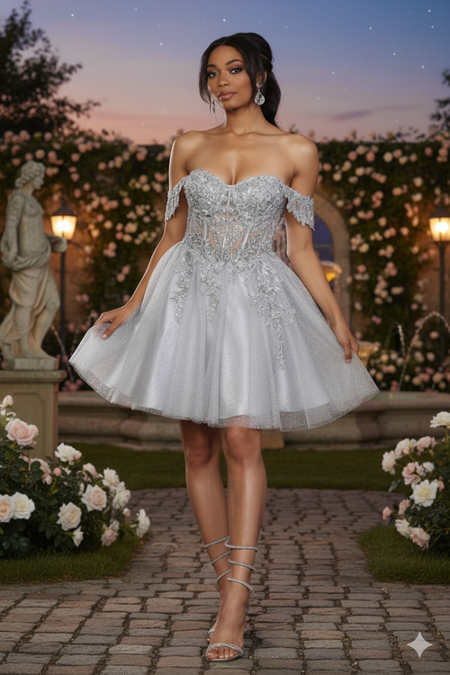Dama Dresses for Quinceanera in Champagne Cute Quince Outfit-New Collection