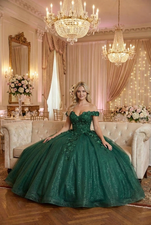 Layla K LK154 Off Shoulder Floral Applique Quinceanera Ball Gown