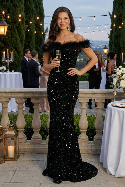 Sweetheart Sequin Long Red Carpet Gown