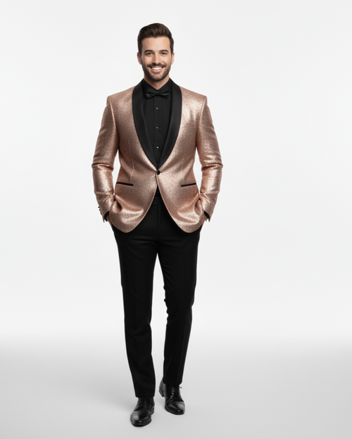 Sequin Suit - Shiny Suit - Rose Gold Suit - Metallic Fabric suit - Stage Tuxedo - Groom Suit Jacket + Pants