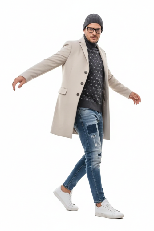Light Tan Overcoat - Beige Sand Color Light Carcoat by USA Men's Outlet