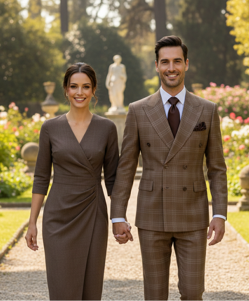 Men’s Brown Tailored Suit – Premium Milano Fit Formal & Casual Wear by Rossi Man RM1797