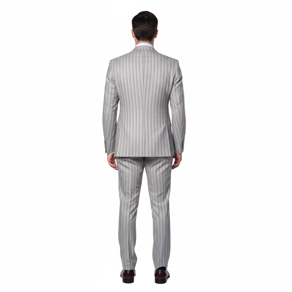 Men’s Brown Pinstripe Double-Breasted 2-Piece Suit – Slim Fit Premium Fabric Formal Business & Wedding Outfit By Rossi Man RM1845