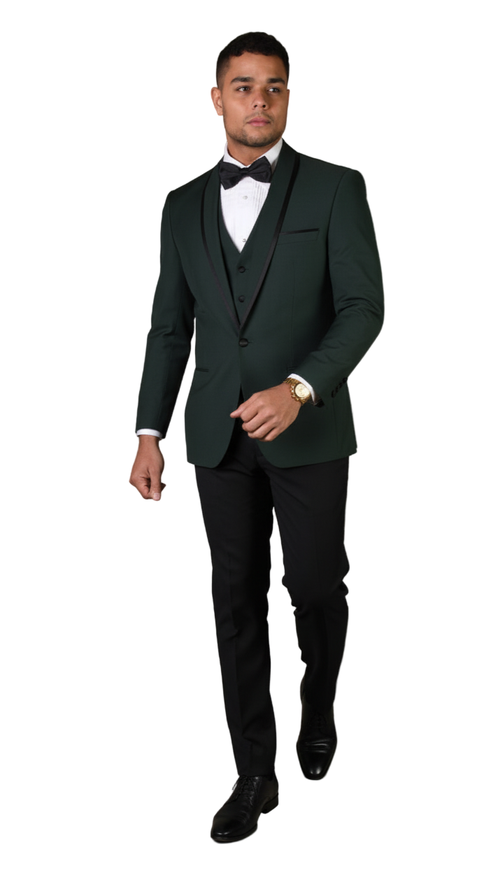 "Genova" Hunter Green 1-Button Shawl Tuxedo (4-Piece Set)