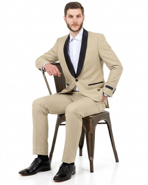 Tan/Black Slim Fit Tuxedo