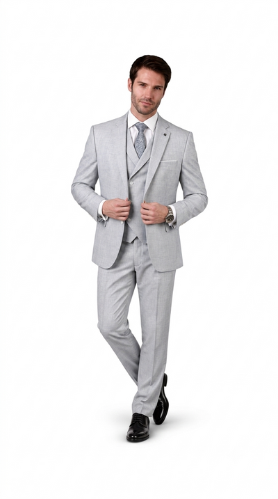 Men’s 3-Piece Tailored Fit Super 180’s Wool Suit - Powder