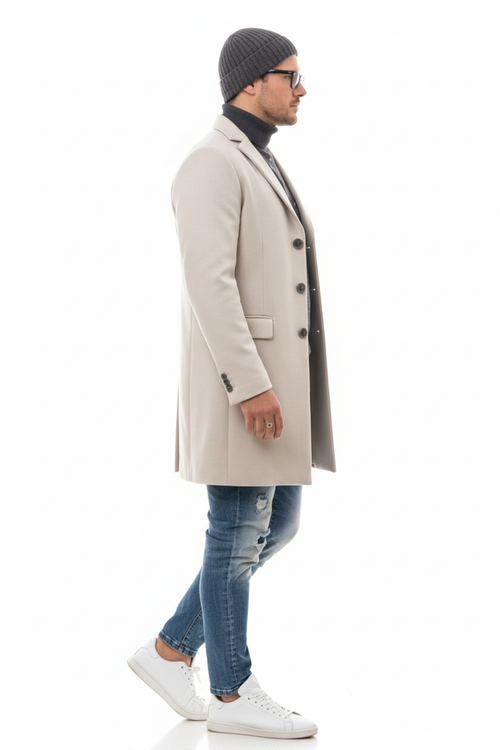 Light Tan Overcoat - Beige Sand Color Light Carcoat by USA Men's Outlet
