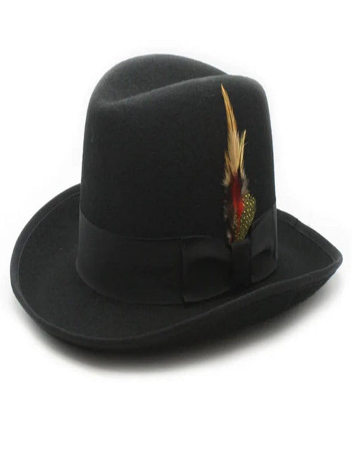 Black Dress Hat 1920s Fedora Style - Mens Classic Gangster Godfather Wool Dress Hat in Black USA Men's Outlet