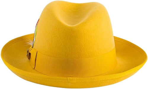 Premium Godfather Hat - Homburg Hat - Men's Homburg Gold by USA Men's Outlet