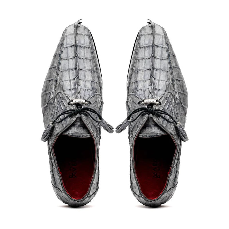 Marco Di Milano Cancun Men's Shoes Gray Exotic Hornback Crocodile Skin Derby Oxfords