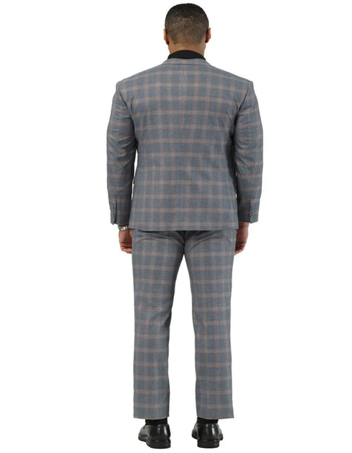 Big and Tall Business Suits - Suits For Big Man - Large Men's Grey Windowpane Vested Suits
