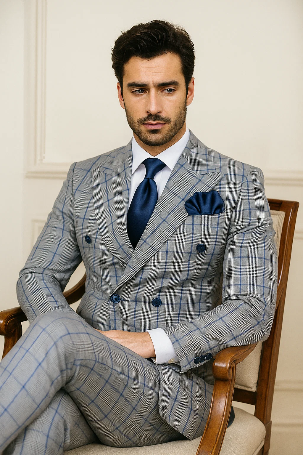 Grey with Blue Plaid by Rossiman