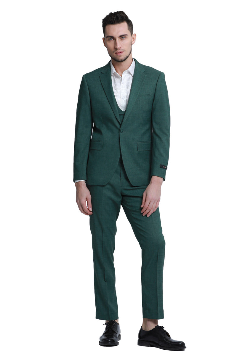 Men's Hunter Green Sharkskin Wedding Vest