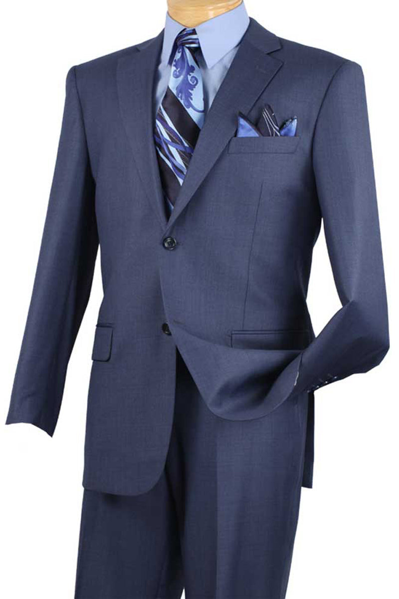 Mens 2 Button Weave Pattern Sharkskin Suit in Blue by Vinci Suits