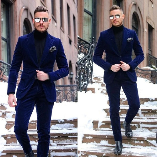Blue velvet 2026 prom suit Velvet Prom Suit