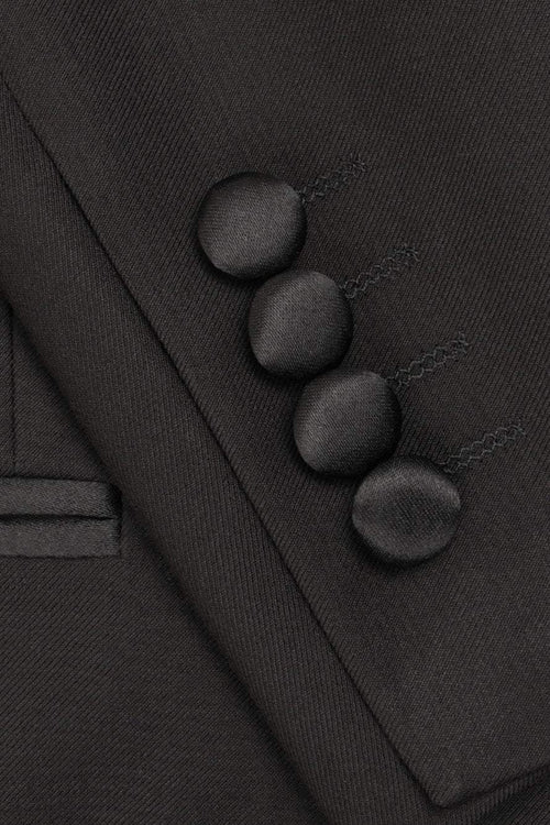 Men's Black Peak Tailcoat Jacket-Premium Stretch Blend Fabric