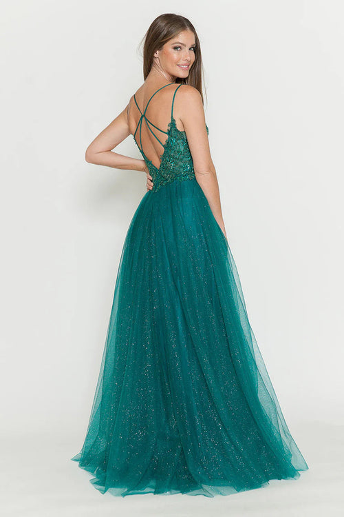 Evening Dress V-Neck Beaded Sequin A-Line Formal Gown By Lenovia 8183