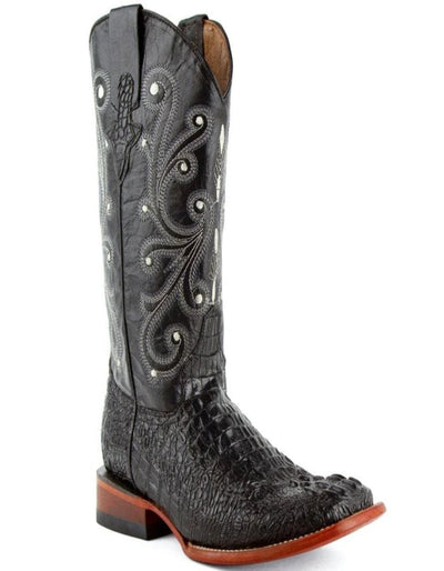 Men's Ferrini Caiman Crocodile Print Boots Handcrafted Black Ferrini USA