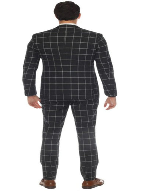 Mens Plaid Suit - Windowpane Pattern With Vest - Business Suit Hunter Green USA Men's Outlet