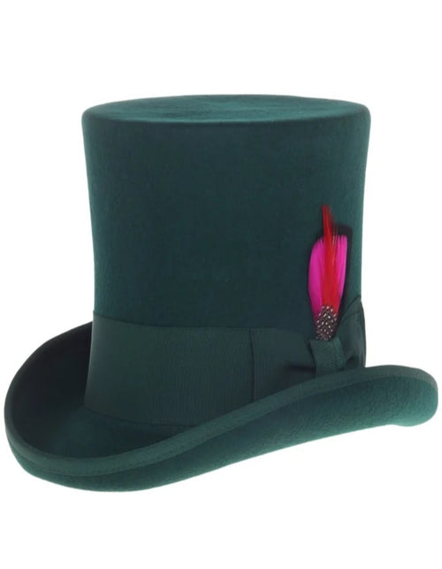 Victorian Steampunk Top Hat - 1800 19th Century - Dressy Loden Felt Top Hunter Green Hat by USA Men's Outlet