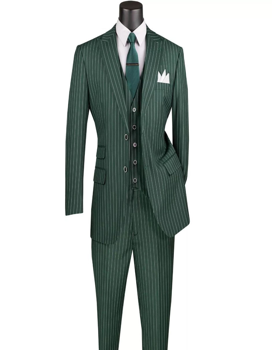 Mens Big and Tall Hunter Green Gangster Three Piece Classic Fit Suit USA Men's Outlet – SuitUSA