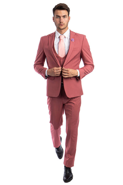 Men's Coral Pink One Button Suit by Tazio Suits