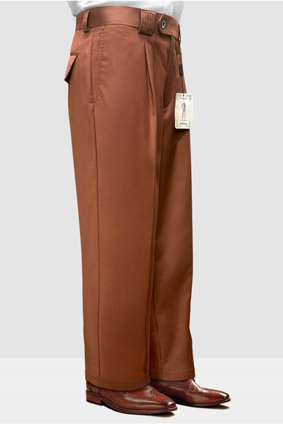 Mens Italian Wool Wide Leg Dress Pants in Copper by Statement
