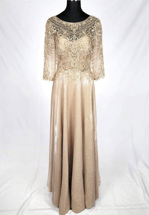 Chicas J052 Elegant Glitter Bridal Green A-Line Illusion Fabric Dress
