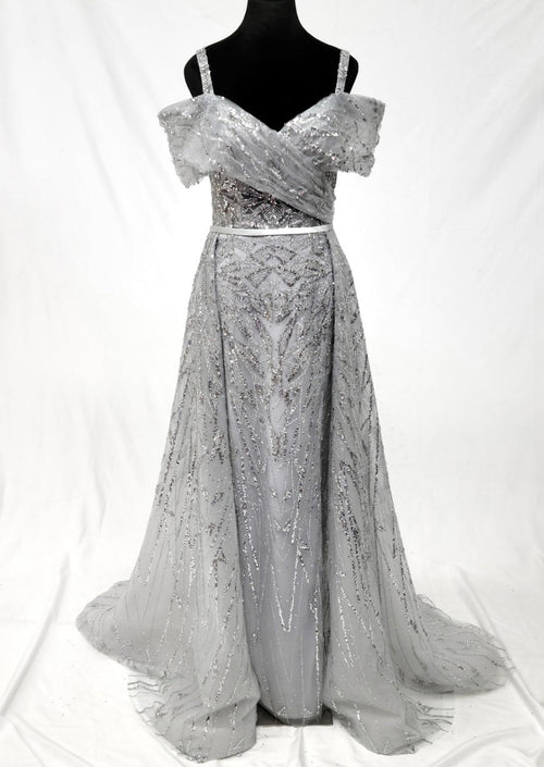 Chicas 17990 Romantic Evening A-Line Floor-Length Sequin Shimmer Satin Dress