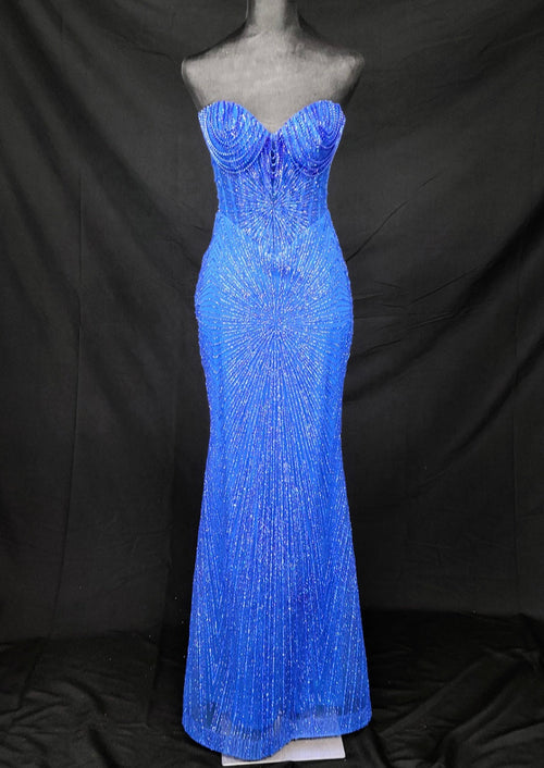 Chicas CF001 Evening Black Mermaid Strapless Floor-Length Fabric Dress