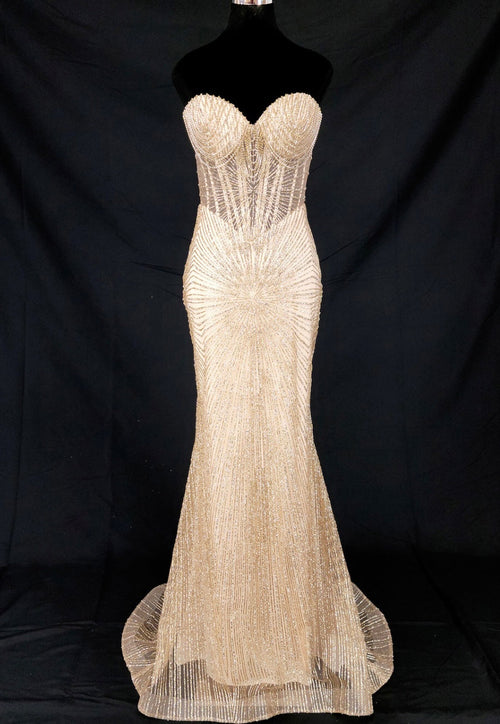 Chicas CF001 Evening Black Mermaid Strapless Floor-Length Fabric Dress