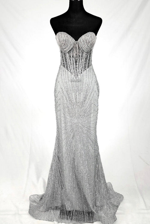 Chicas CF001 Evening Black Mermaid Strapless Floor-Length Fabric Dress