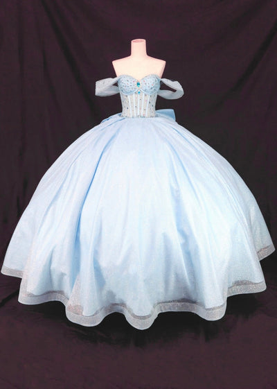 Chicas HF3125 Romantic Evening Blue BallDress Strapless Floor-Length Tulle Dress