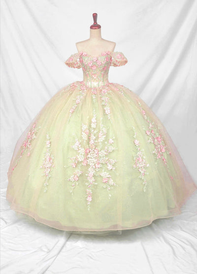 Chicas HF3126 Printed Glitter Formal Green BallDress Tulle Dress