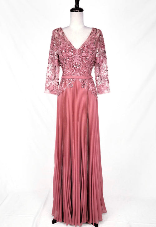 Chicas YG5038 Printed Bridal Rose Floral Floor-Length Sequin Chiffon Dress