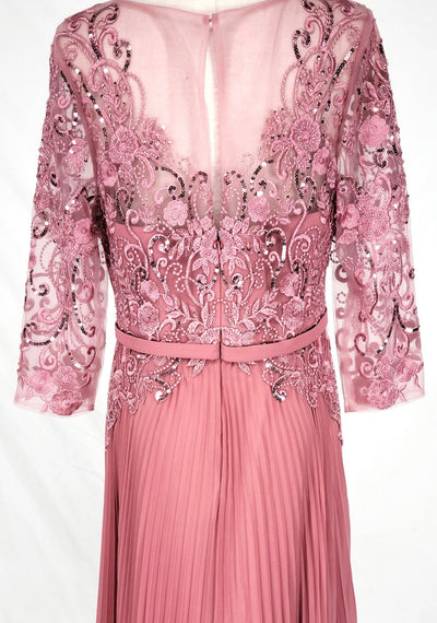 Chicas YG5038 Printed Bridal Rose Floral Floor-Length Sequin Chiffon Dress