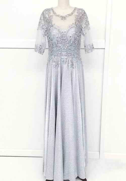 Chicas 5XL6XL Elegant Glitter Bridal Blue A-Line Illusion Tulle Dress