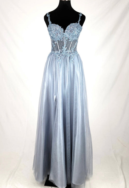 Chicas C365 Elegant Printed Evening Black A-Line Sweetheart Tulle Dress