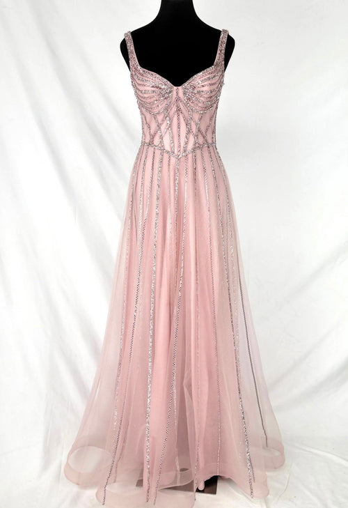 Chicas C834 Elegant Glitter Evening Black A-Line Floor-Length Tulle Dress