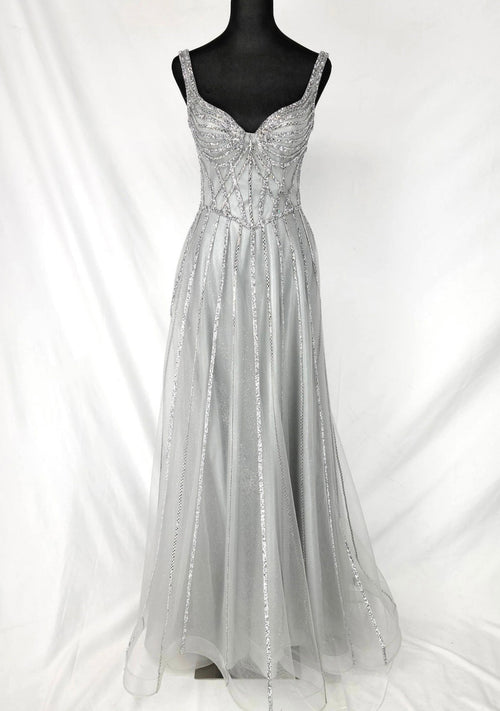 Chicas C834 Elegant Glitter Evening Black A-Line Floor-Length Tulle Dress