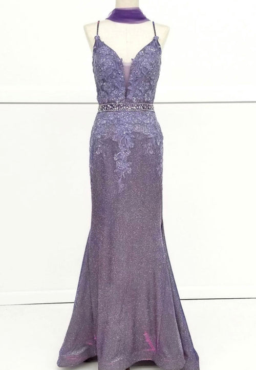 Chicas C243 Printed Evening Blue Illusion Floral Mesh Dress